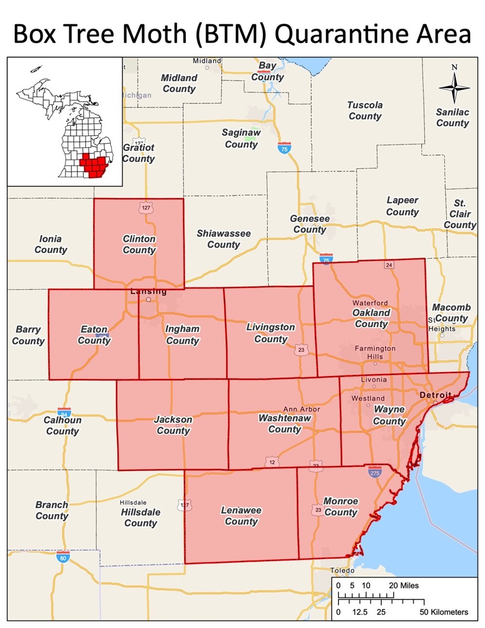 Box tree moth quarantine map.
